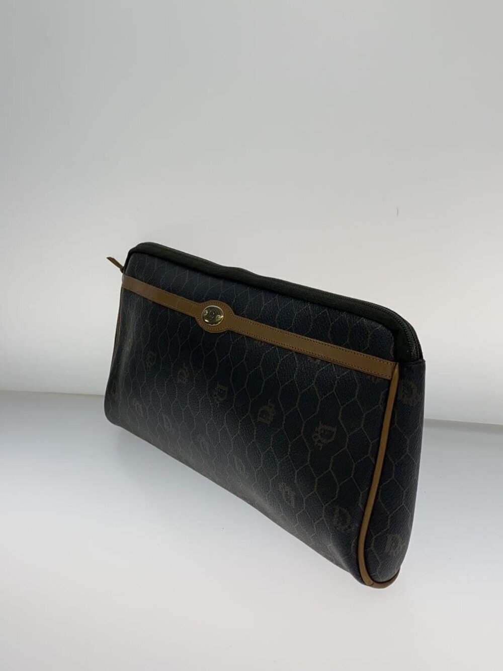 Dior Leather Bag Clutch Christian Black